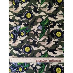 17x42" Cotton John Deere Cotton Fabric Camouflage Camo Tractors Green